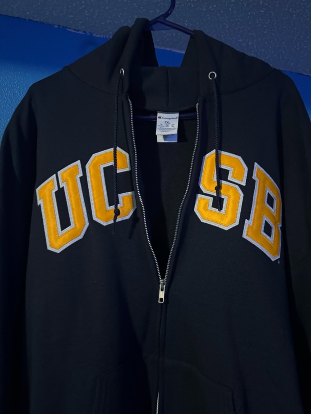 Champion UCSB Navy Blue Full Zip Hoodie Size XXL - Picture 2 of 14